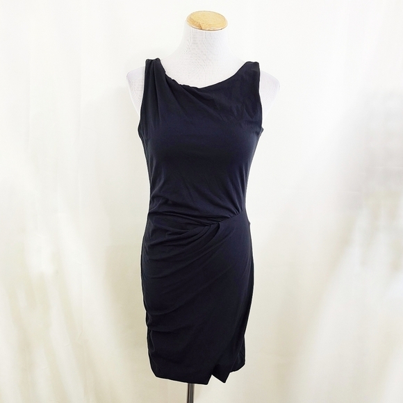 Theory Dresses & Skirts - Theory draped black shirt dress pima jersey ruched size P